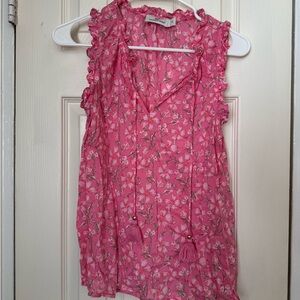 NWOT Vineyard Vines Bright Baby Pink Floral Sleeveless Preppy Blouse